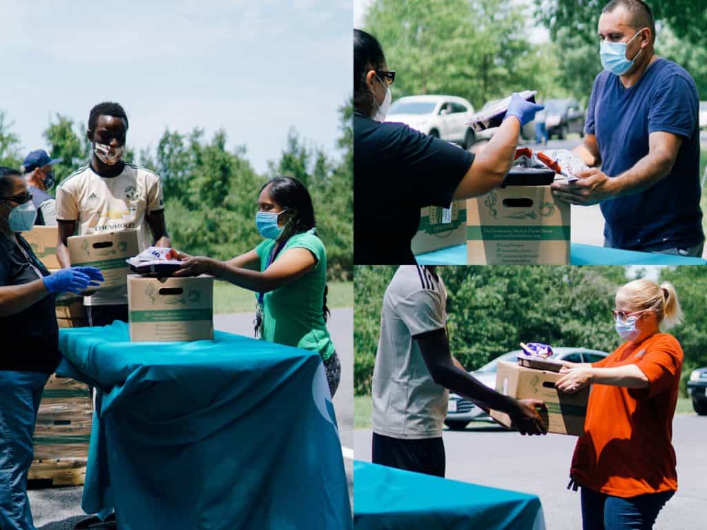 A collage of our photos during Beyond the Table pilot in Prince George's County. Our staff giving out fresh hot nutritious meals to residents there.